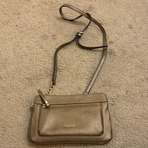 Calvin Klein Metallic Taupe Crossbody Bag